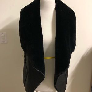 Faux fur lined vegan leather vest